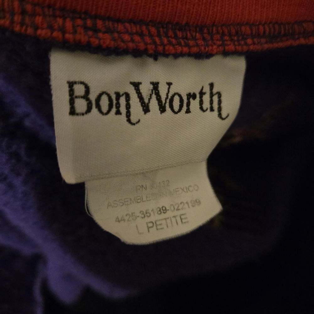 Bon Worth Vintage Purple Red Hat Society sweater cardigan with purse handbag - Picture 9 of 13